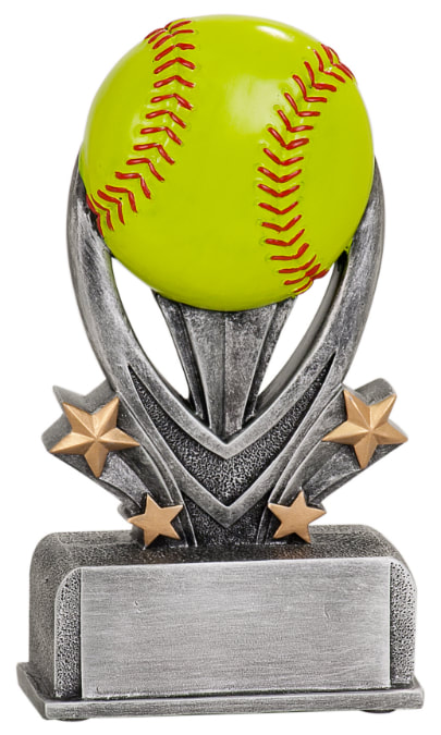 DPS77 Softball female player yellow resin diamond plaque trophy 4 X 6 